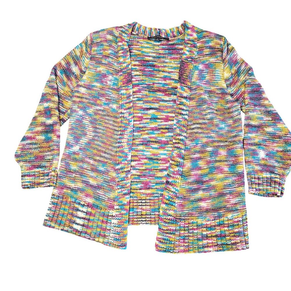 Evan Picone Multi Color Open Front Knit‎ Cardigan Size: S EUC